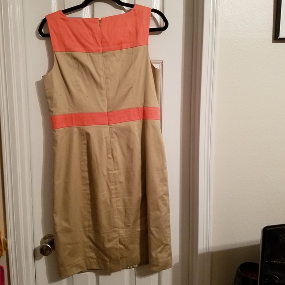 Chadwicks Tan and Coral Dress - Picture 3 of 3